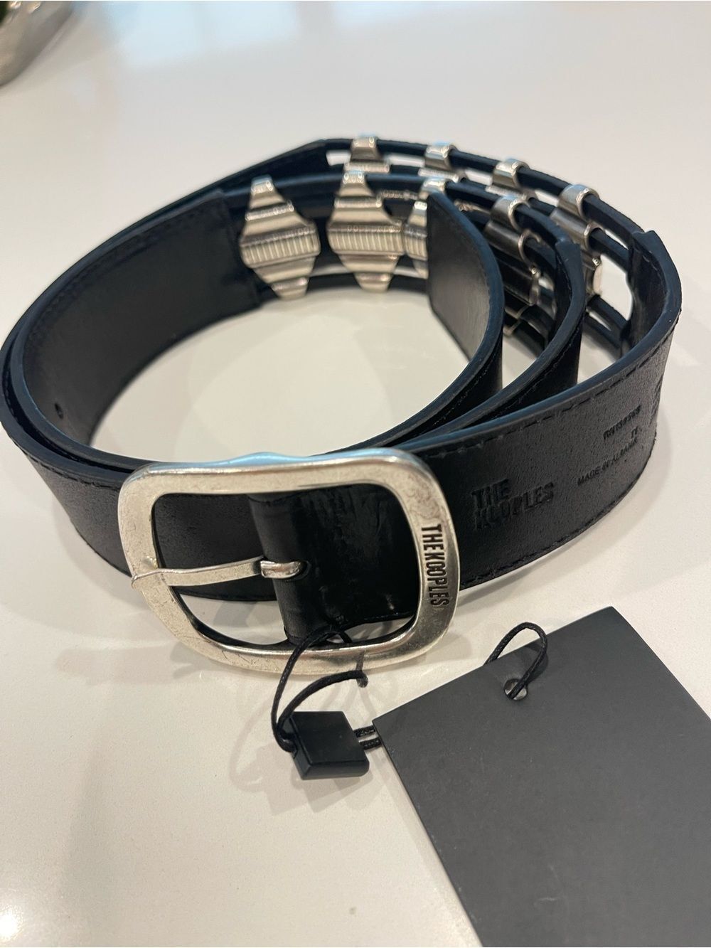$235 The Kooples Women Leather belt with metallic pieces size Small NWT